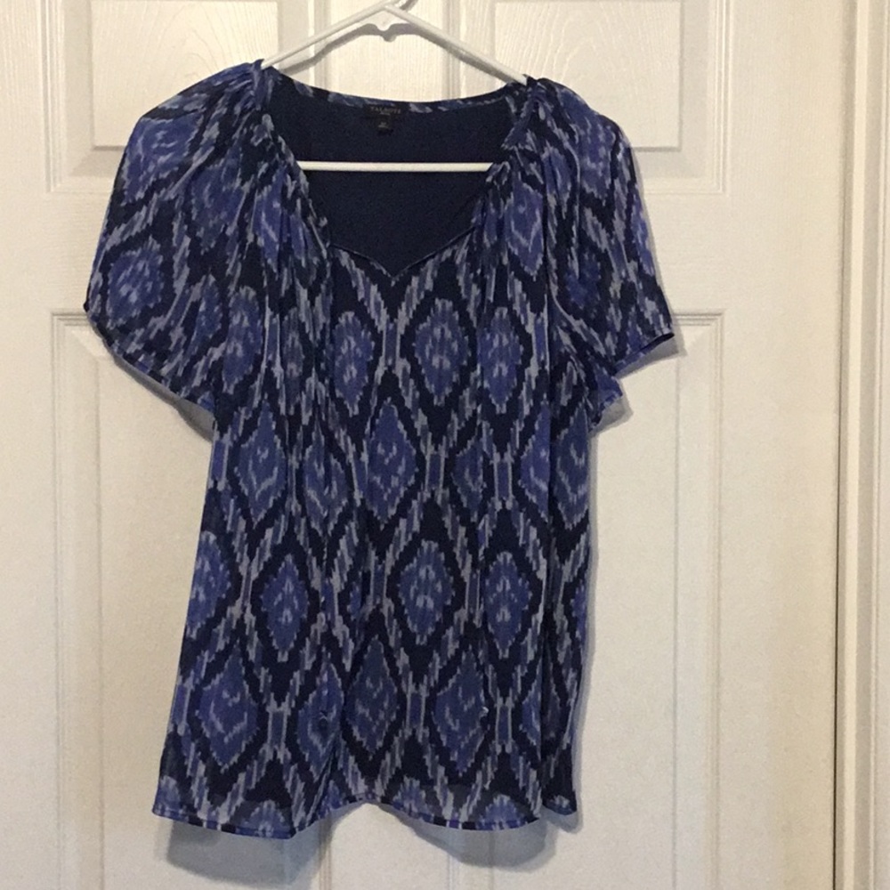 Talbots Ikat Print Flowy Top Petite L
